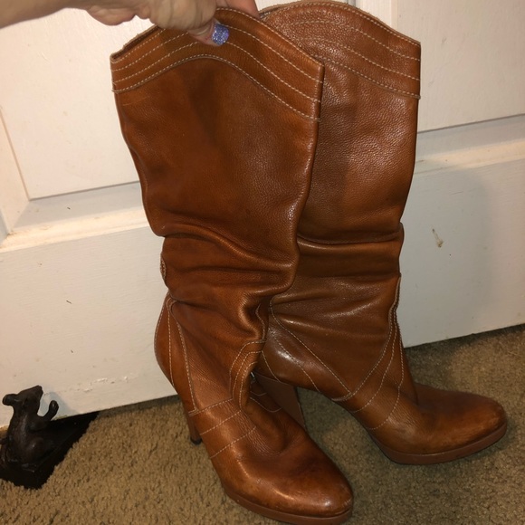 BCBG brown cowboy high heeled cowboy boots 8 - Picture 2 of 4